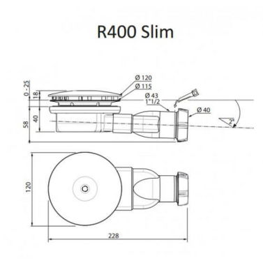 Syfon brodzikowy R400 SLIM - RADAWAY